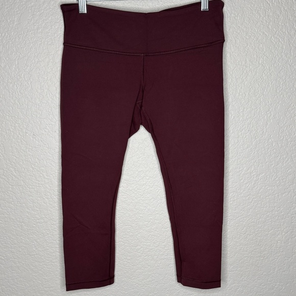 Lululemon Wunder Under Maroon Leggings 23” inseam Size 10 - Picture 2 of 7